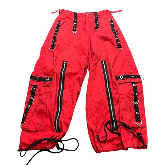Vintage Y2K Tripp NYC Pants Adult Medium Red Black Goth‎ Rave Emo Grunge Baggy - Picture 1 of 16
